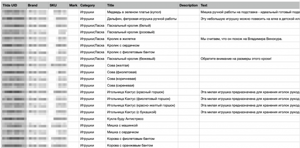 В таблице хранится основная информация о товаре В таблице хранится основная информация о товаре